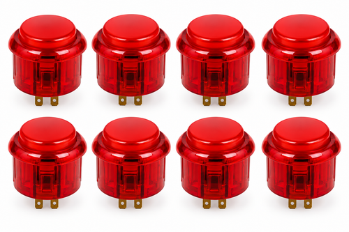 (8 pc) Baolian Arcade Push Buttons - Red LED 5V (24mm)