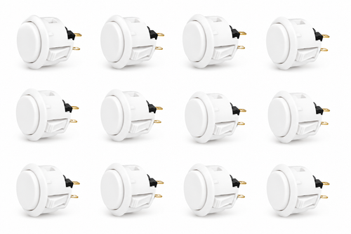 White Arcade Push Buttons - 12 pack